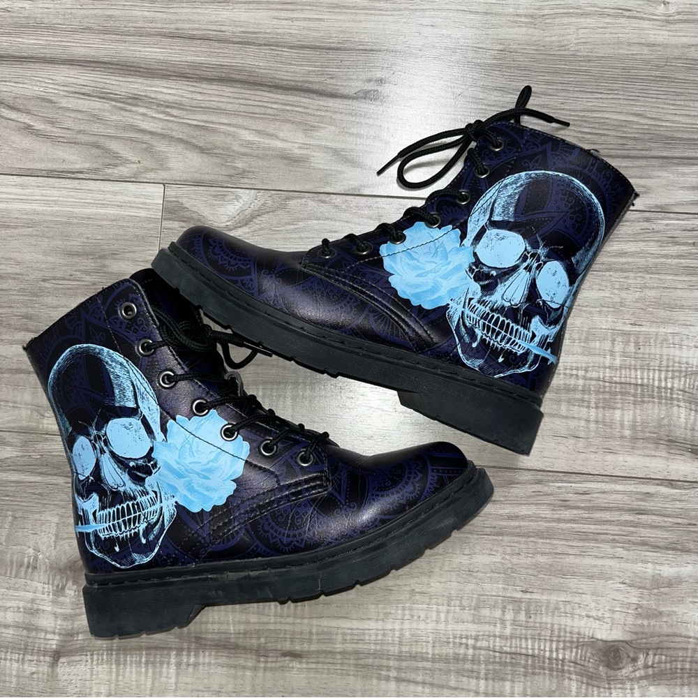 RAAD Skull and Rose Combat Boots